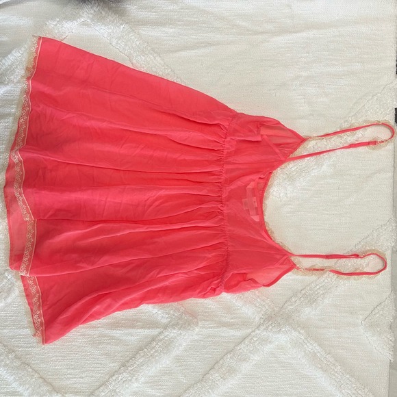 VTG Y2K Victoria Secret babydoll lingerie sheer lace silky pink size L coquette - Picture 4 of 11